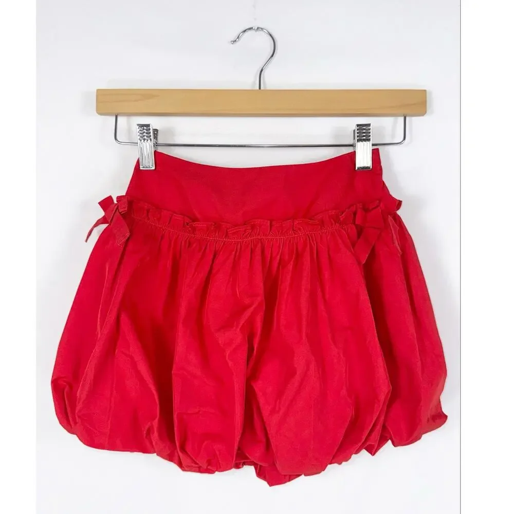 Crewcuts J Crew Girls Tafetta Bow Bubble Skirt Kids 7 Red Holiday